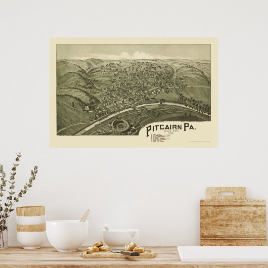 Pitcairn, PA Panorama Map - 1901 Poster (Keuken)