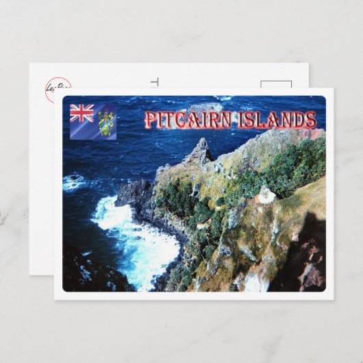 Pitcairneilanden - Uitzicht vanuit de lucht - Briefkaart (Voorkant / Achterkant)