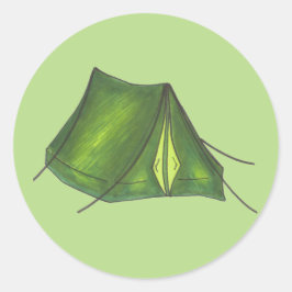 Pitch a Tent Summer Camp Camping Hiking Green Ronde Sticker