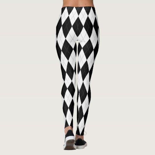 Pitch Black Argyle White Small Diamond Shape Leggings (Achterkant)
