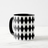 Pitch Black Argyle White Small Diamond Shape Mok (Voorkant links)