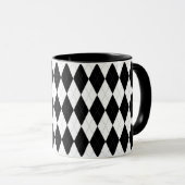 Pitch Black Argyle White Small Diamond Shape Mok (Voorkant rechts)