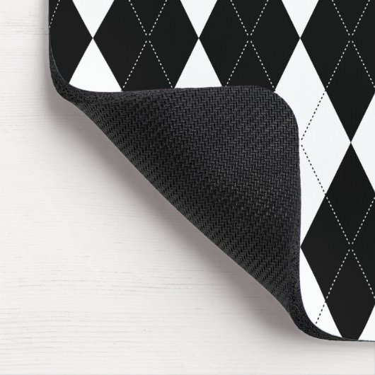Pitch Black Argyle White Small Diamond Shape Muismat (Hoek)