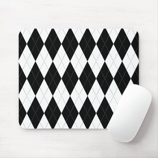 Pitch Black Argyle White Small Diamond Shape Muismat (Met muis)