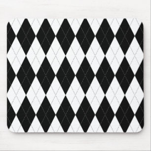 Pitch Black Argyle White Small Diamond Shape Muismat