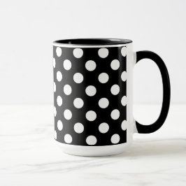 Pitch Black en Big White Polka Dots Mok