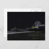 Pitch Black Neon Santa Monica Pier Briefkaart (Voorkant / Achterkant)