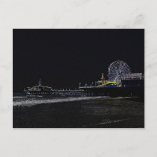 Pitch Black Neon Santa Monica Pier Briefkaart