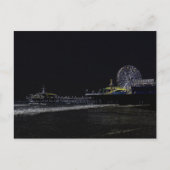Pitch Black Neon Santa Monica Pier Briefkaart (Voorkant)