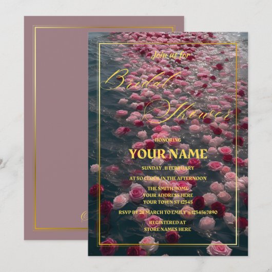 Pitch en grijs moderne bruids douche uitnodiging (Voorkant / Achterkant)