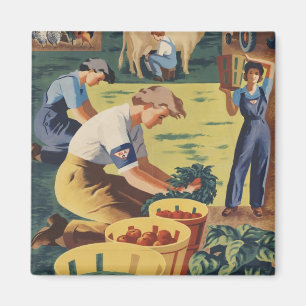 Pitch in en help mee aan het vrouwelijke landleger magneet