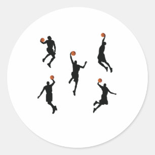 Pitch Player Basketbal Schattigee digitale kunst w Ronde Sticker