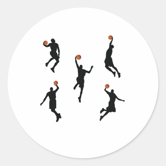 Pitch Player Basketbal Schattigee digitale kunst w Ronde Sticker (Voorkant)