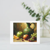 Pitcher, druiven en appels, briefkaart (Staand voorkant)