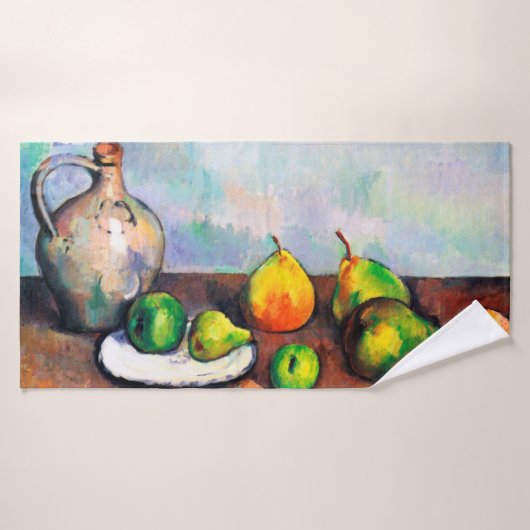 Pitcher en Fruit, Paul Cezanne Badhanddoek (Badhanddoek)