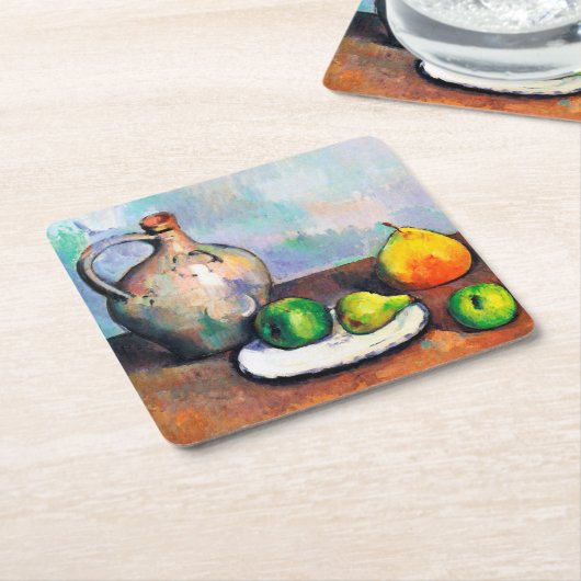 Pitcher en Fruit, Paul Cezanne Kartonnen Onderzetters (Schuin)