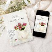 Pitcher en Roses Quinceanera Party Kaart