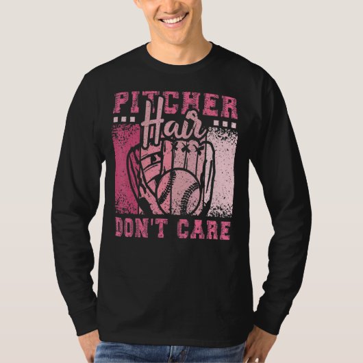 Pitcher Hair geeft geen Softball Girl T-shirt (Voorkant)