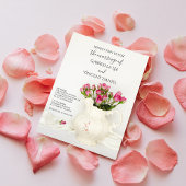  Pitcher met roze rozen bruiloft Kaart