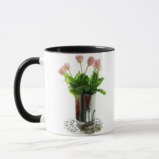 Pitcher met roze tulpen mok (Links)