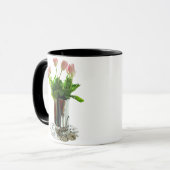 Pitcher met roze tulpen mok (Voorkant links)