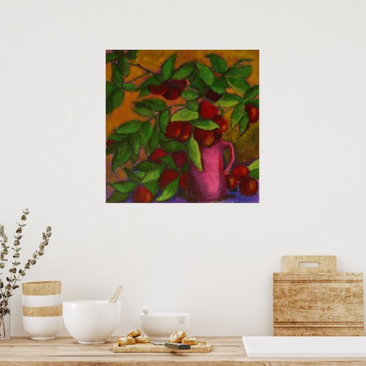 Pitcher of Plums Canvas Print (Keuken)