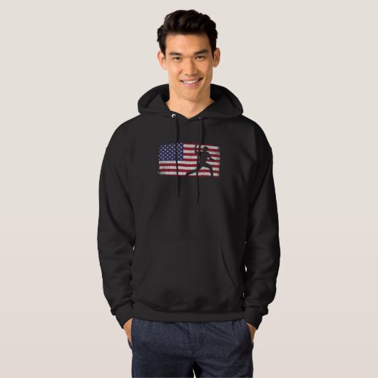 Pitcher Patriotic van Amerikaanse vlaggenhonkbalsp Hoodie (Voorkant volledig)