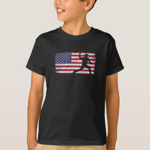 Pitcher Patriotic van Amerikaanse vlaggenhonkbalsp T-shirt