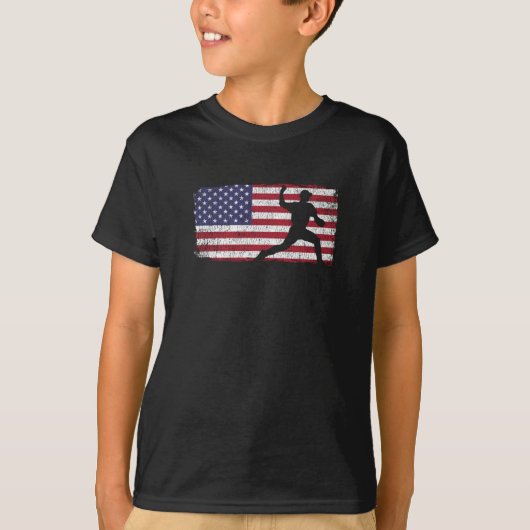 Pitcher Patriotic van Amerikaanse vlaggenhonkbalsp T-shirt (Voorkant)