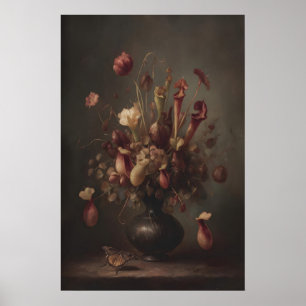 Pitcher Plants En Vlinder Wilde Bloemen In Poster