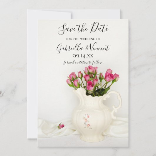  Pitcher Roses Wedding opslaan Datum Save The Date (Voorkant)