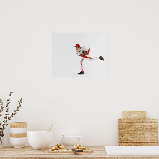 Pitcher Throwing Baseball Poster (Keuken)
