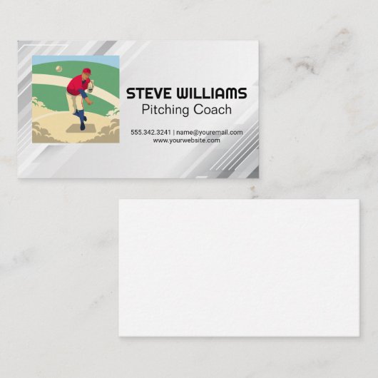 Pitcher Throwing Baseball Visitekaartje (Voorkant / Achterkant)