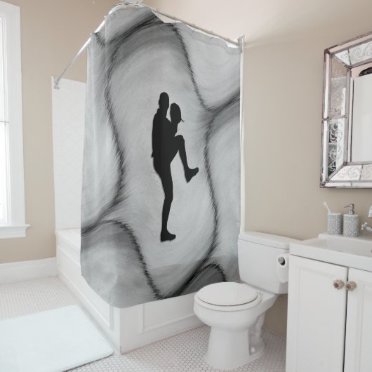 Pitcher Winduel van honkbalspeler Douchegordijn (In situ)