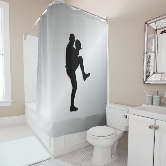 Pitcher Winduel van honkbalspeler Douchegordijn (In situ)