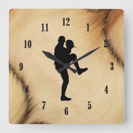 Pitcher Windup van Antiek honkbalspeler Vierkante Klok (Voorkant)