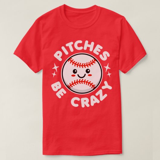 Pitching is gek kawaii-honkbal t-shirt (Design voorkant)