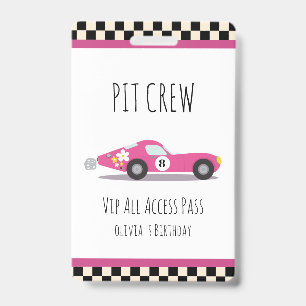 Pitcrew Raceauto Verjaardagsfeestje Pitcrew VIP-Pa Badge