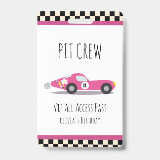 Pitcrew Raceauto Verjaardagsfeestje Pitcrew VIP-Pa Badge