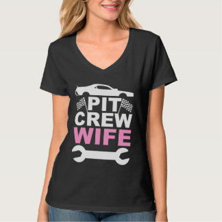 Pitcrew-vrouw Drag Racing-auto voor vrouwen MM T-shirt