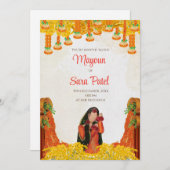 Pithi nodigt uit zoals Mayoun uitnodigingen Haldi (Voorkant / Achterkant)