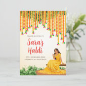 Pithi uitnodigingen Digitale Haldi uitnodigingen H (Staand voorkant)