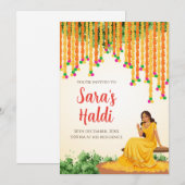 Pithi uitnodigingen Digitale Haldi uitnodigingen H (Voorkant / Achterkant)