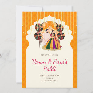 Pithi uitnodigingen Haldi uitnodigingen, Mayoun ui