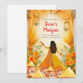 Pithi-uitnodigingen Maiyan-uitnodigingen, Haldi-ui Kaart (Voorkant / Achterkant)