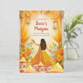 Pithi uitnodigingen Maya uitnodigingen, Haldi uitn (Staand voorkant)