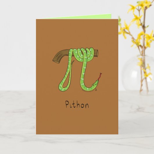 Pithon Python Snake - Pi Day Wiskunde Wenskaart Kaart (Gele Bloem)
