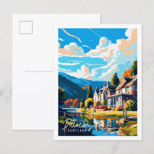 Pitlochry Schotland vintage reisillustratie Briefkaart
