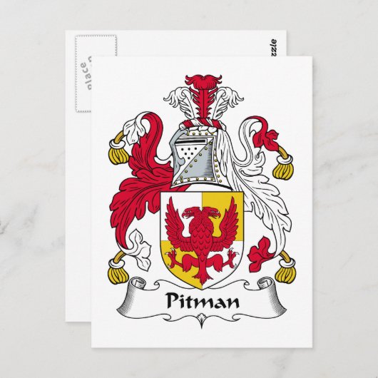 Pitman Family Crest Briefkaart (Voorkant / Achterkant)
