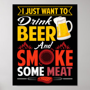 Pitmaster Shirt Gift T-shirt Drink Bierrook Vlees Poster